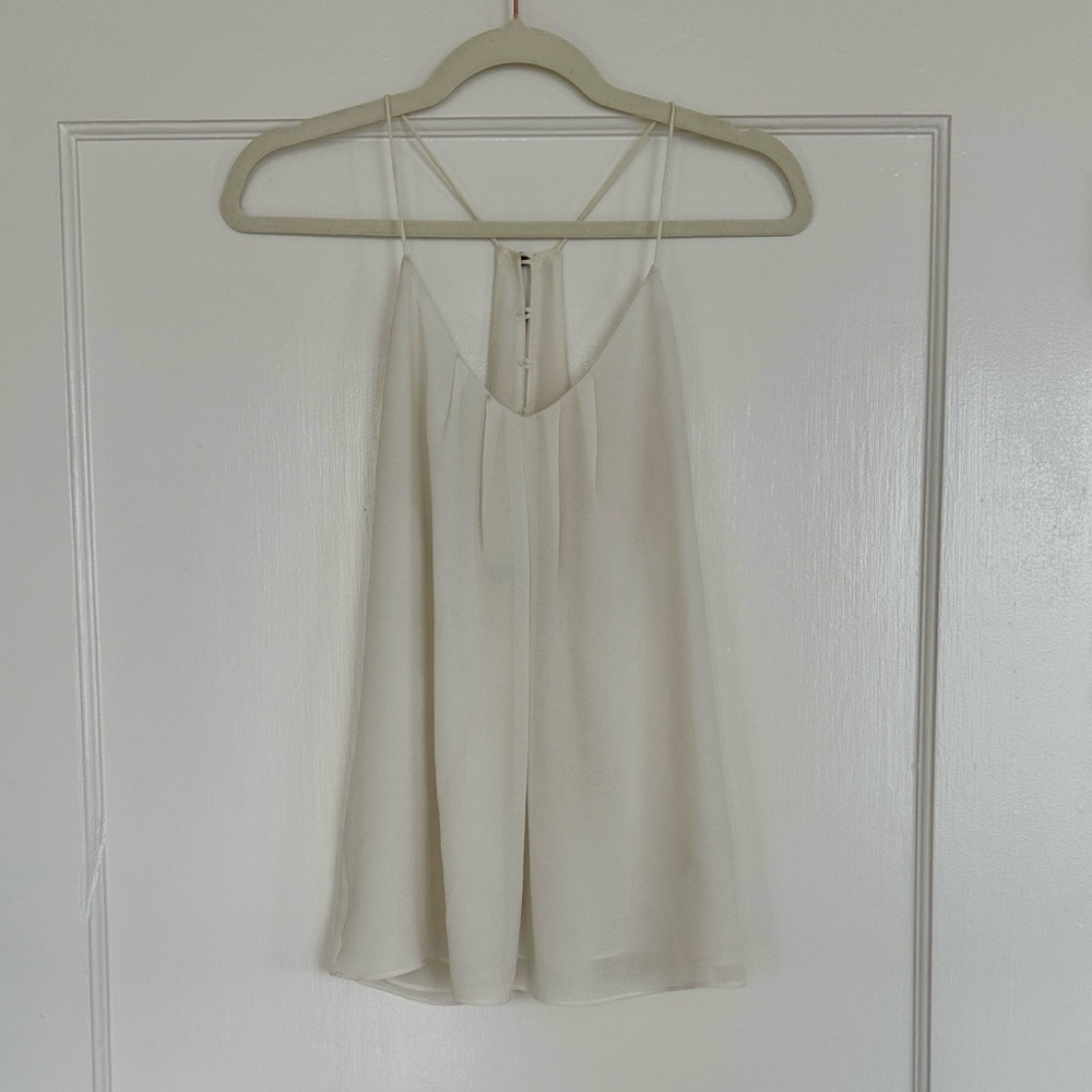 Cream & Blue Sleeveless Tops with Button Details